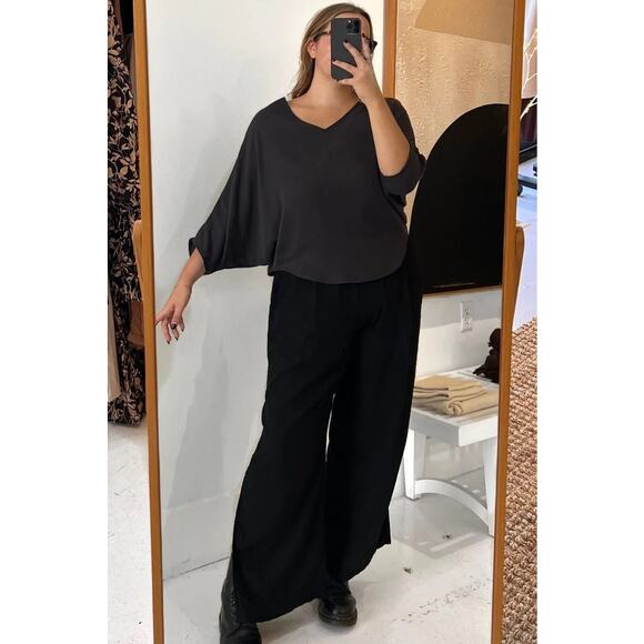 Natalie Busby Sz S Hang Loose Top Tencel Viscose Iron Black - Nice! - Picture 2 of 10